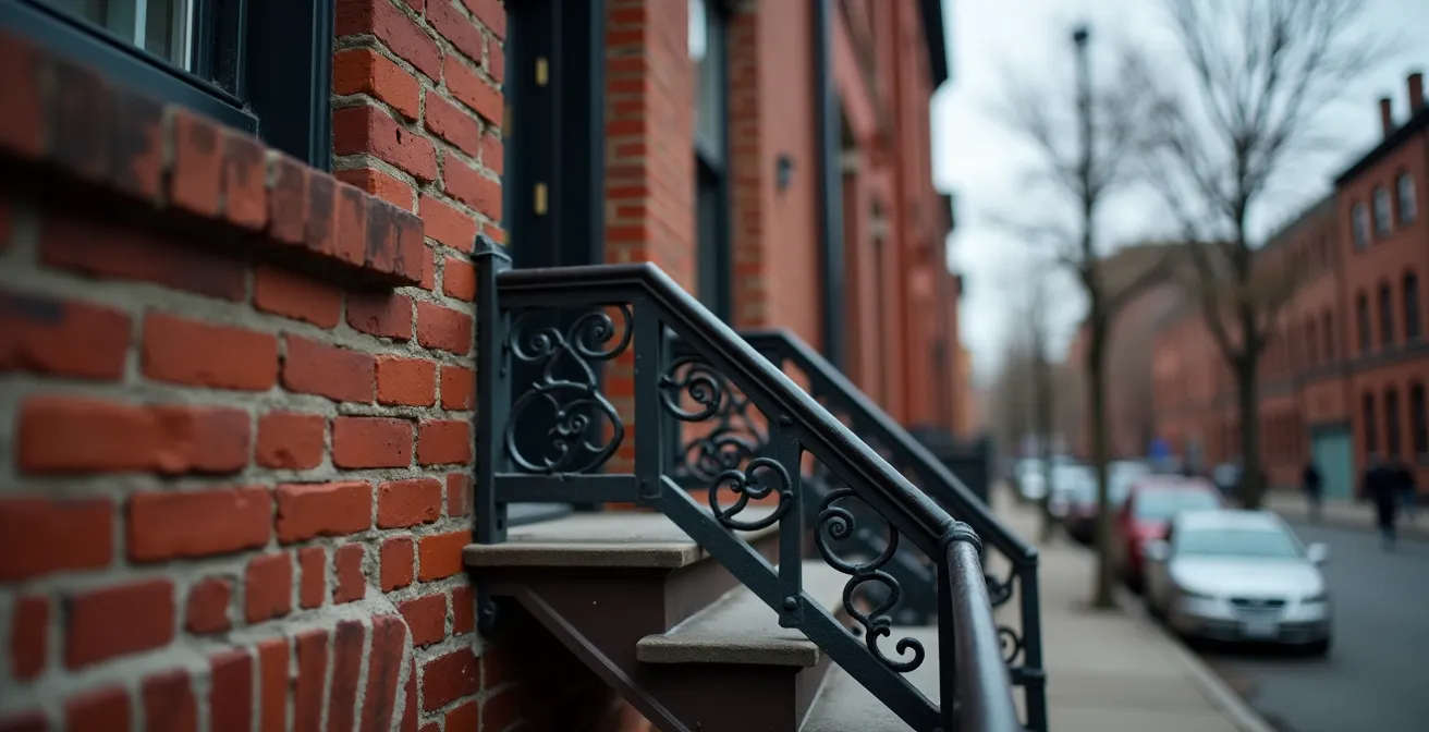 Montreal duplex exterior with property division visualization
