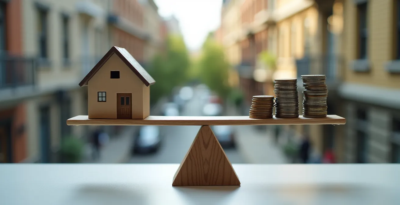 Split-screen comparison of financial dashboards showing cash flow transformation with different down payments