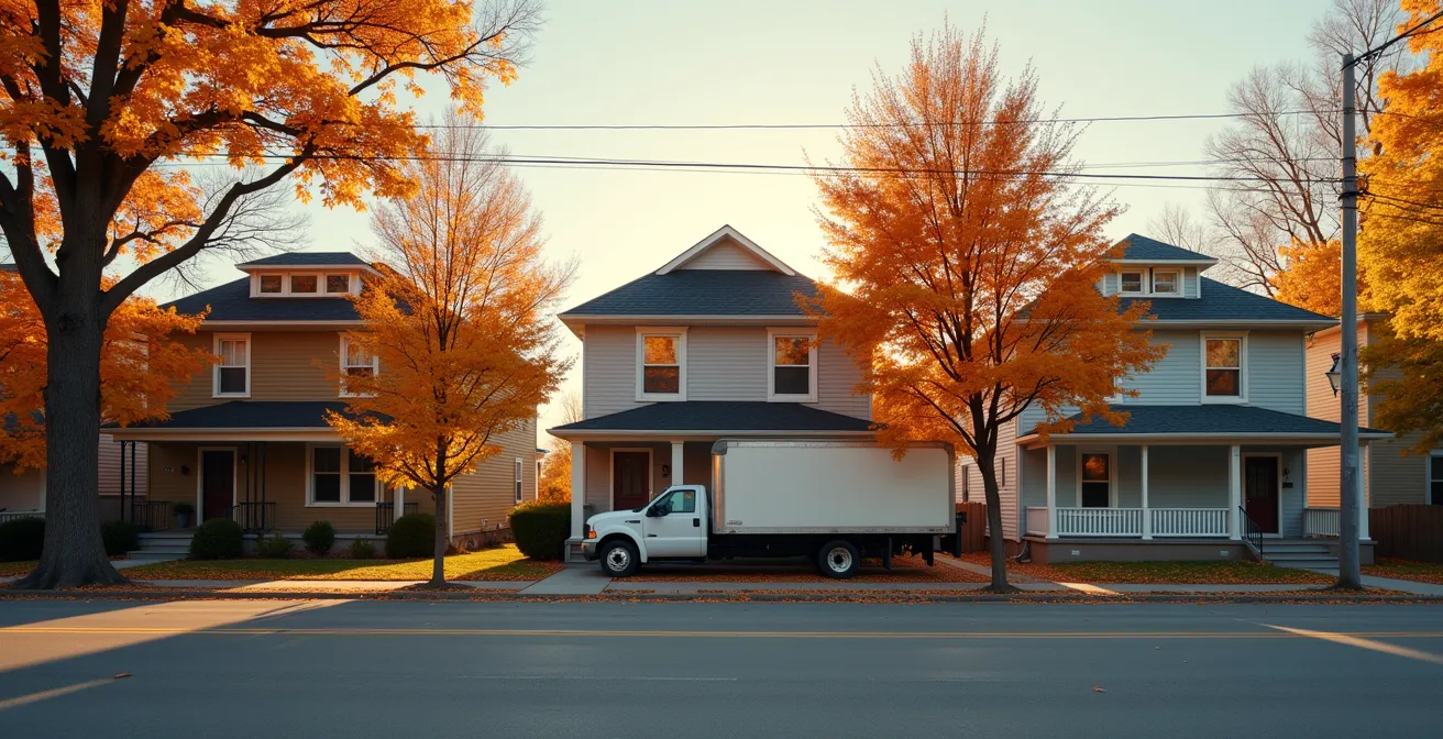 Visual representation of a mortgage being ported between three different Quebec-style homes, showing a path of progression.